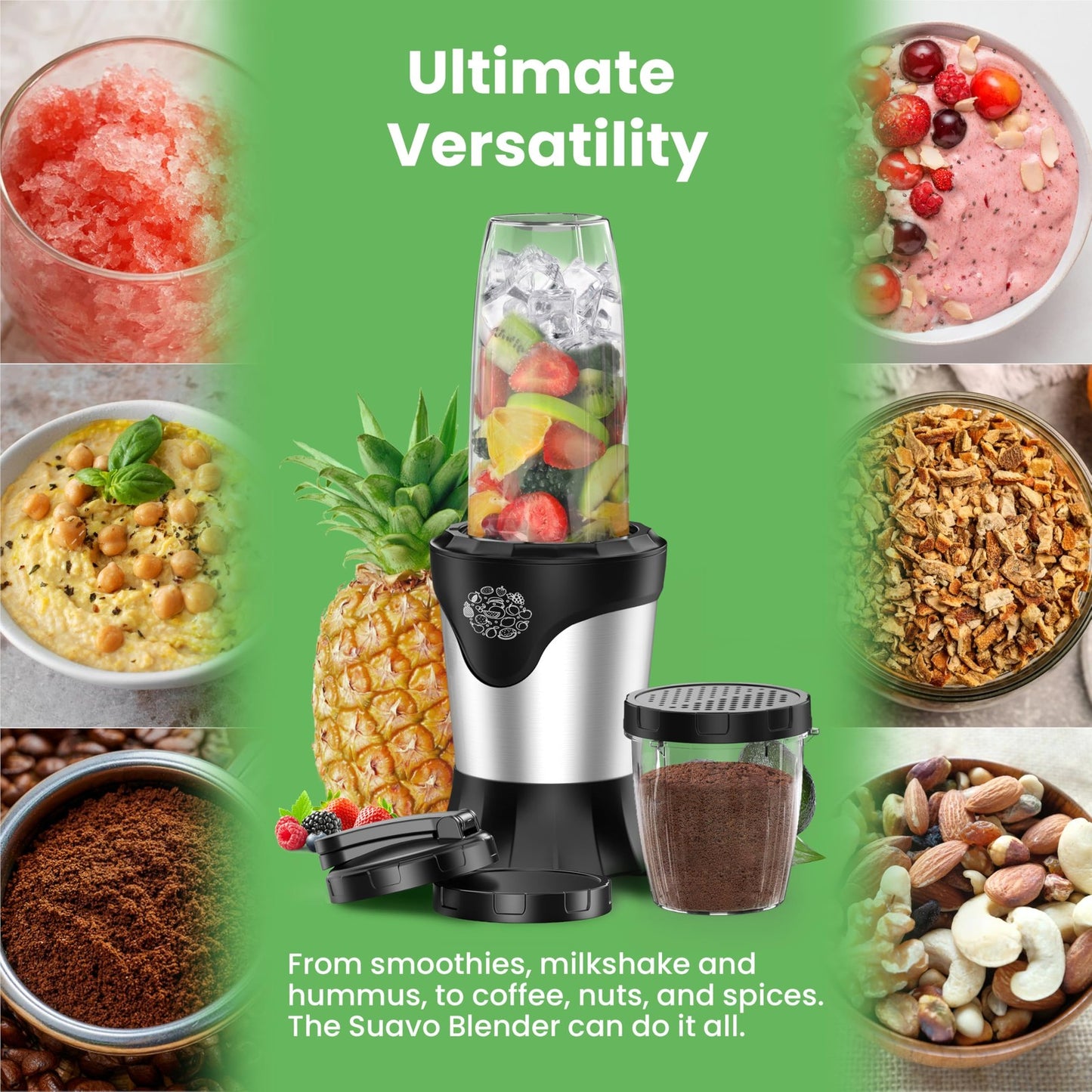 Smoothie Blender 1100W Portable Personal Blender for Shakes and Smoothies Wit...