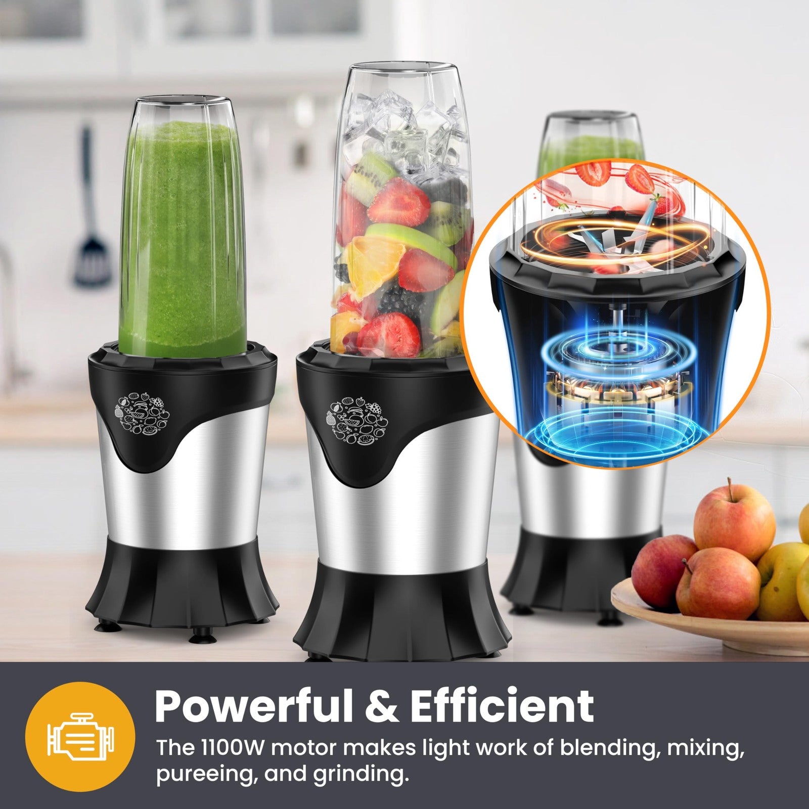 Smoothie Blender 1100W Portable Personal Blender for Shakes and Smoothies Wit...
